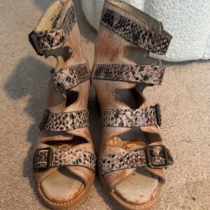Freebird by Steven Quail Tan and Snakeskin Sandals-